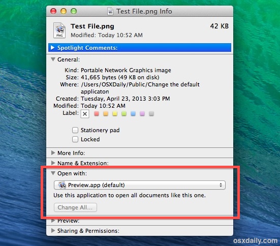 default app for file type mac